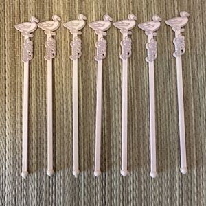 Peabody Hotel Ducks Swizzle Sticks Drink Stirrers Pink Set Of 7